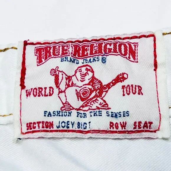 True Religion Joey Big T Flared Jeans White Gild Stitch Women 28W x 27L Used - Picture 5 of 11